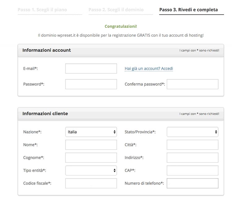 scegliere dominio e hosting su siteground