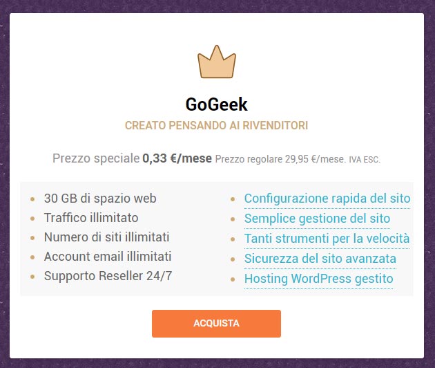 Prezzi dell'Hosting Rivenditori su Siteground 