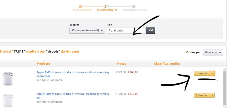 come creare link affiliato amazon