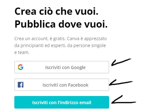 Come registrarsi gratissu Canva