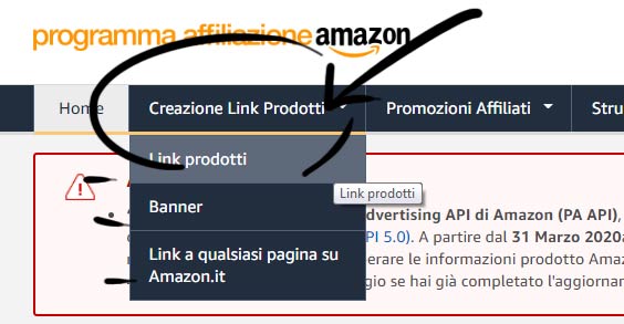 creare link affiliazione amazon