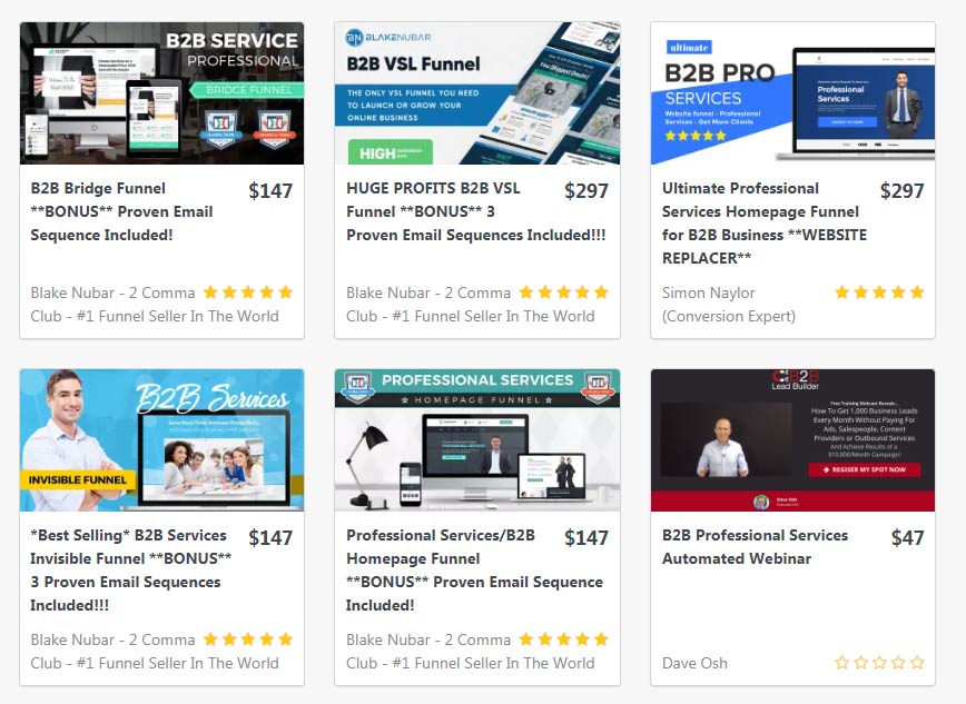 Il Marketplace di clickfunnels funnels per imprenditore B2B