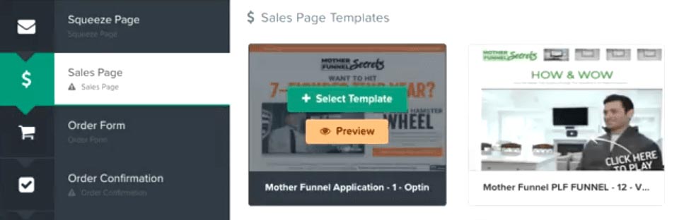 creare pagina di vendita (sales page) con click funnels