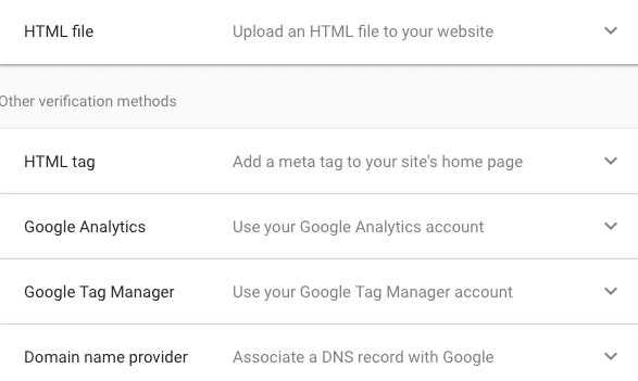 metodo verifica Google Search Console