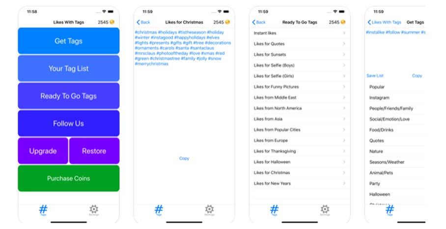 Applicazione per Like Instagram Easy Tags