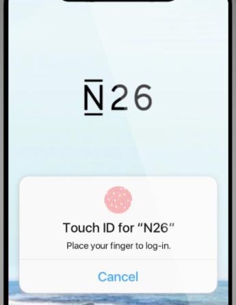 Login a N26 con password o impronta digitale